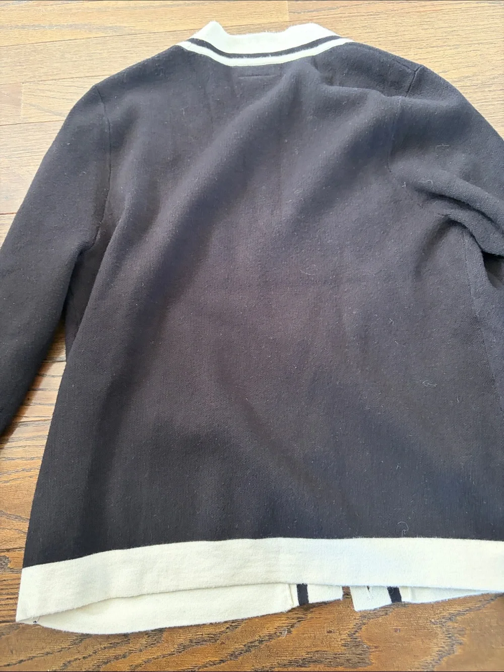 Adrienne Vittadini Black Cardigan with Cream Trim